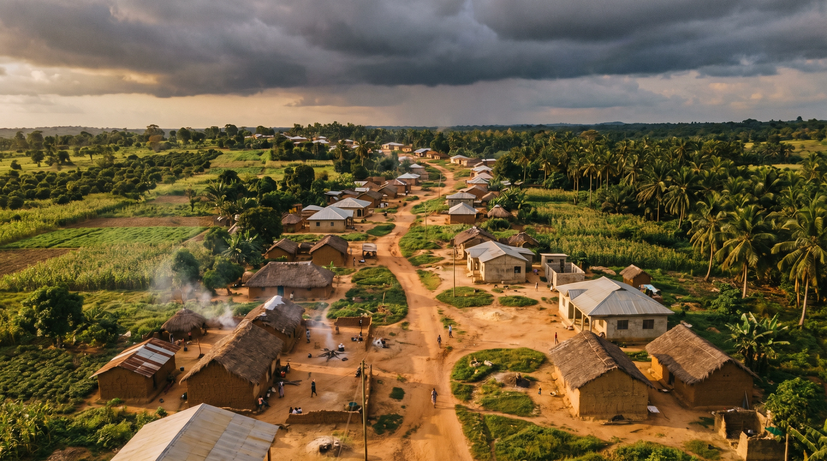 Aerial view of Benimasi-Boadi village in Ghana's Ashanti region