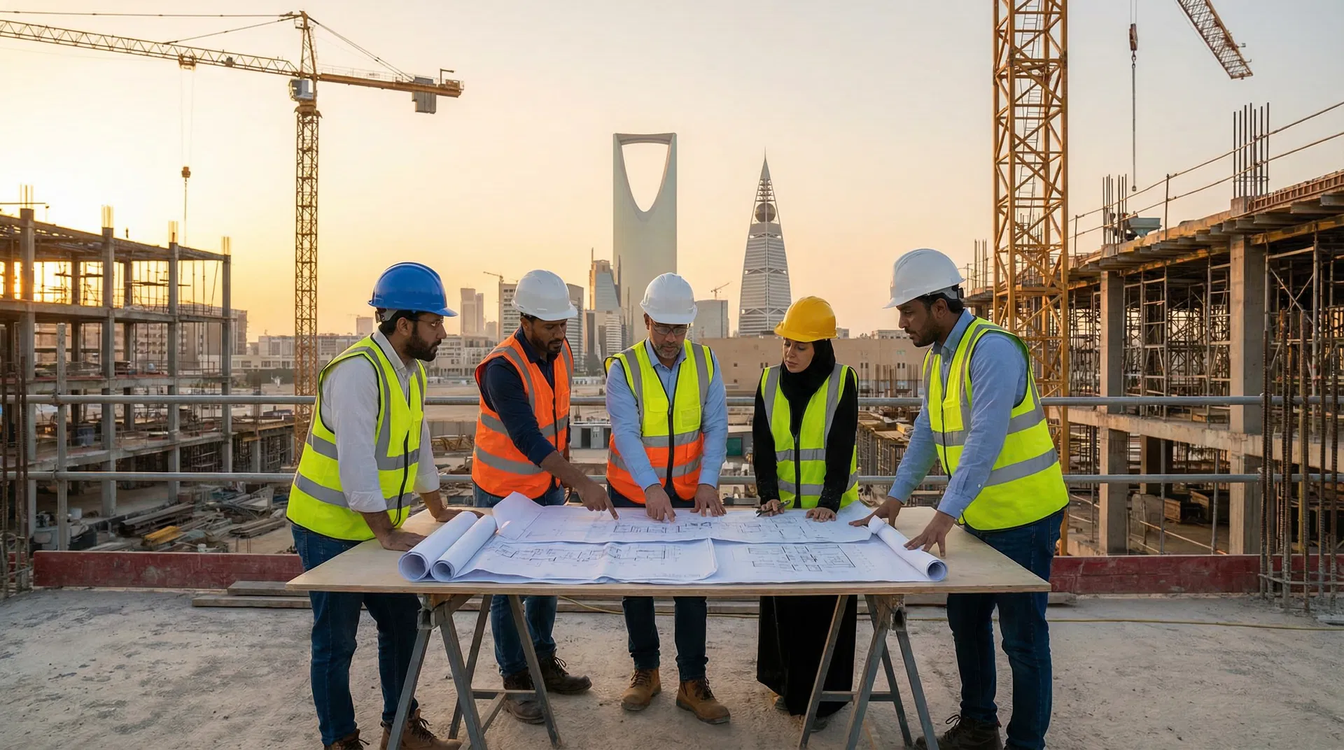 Team at construction site