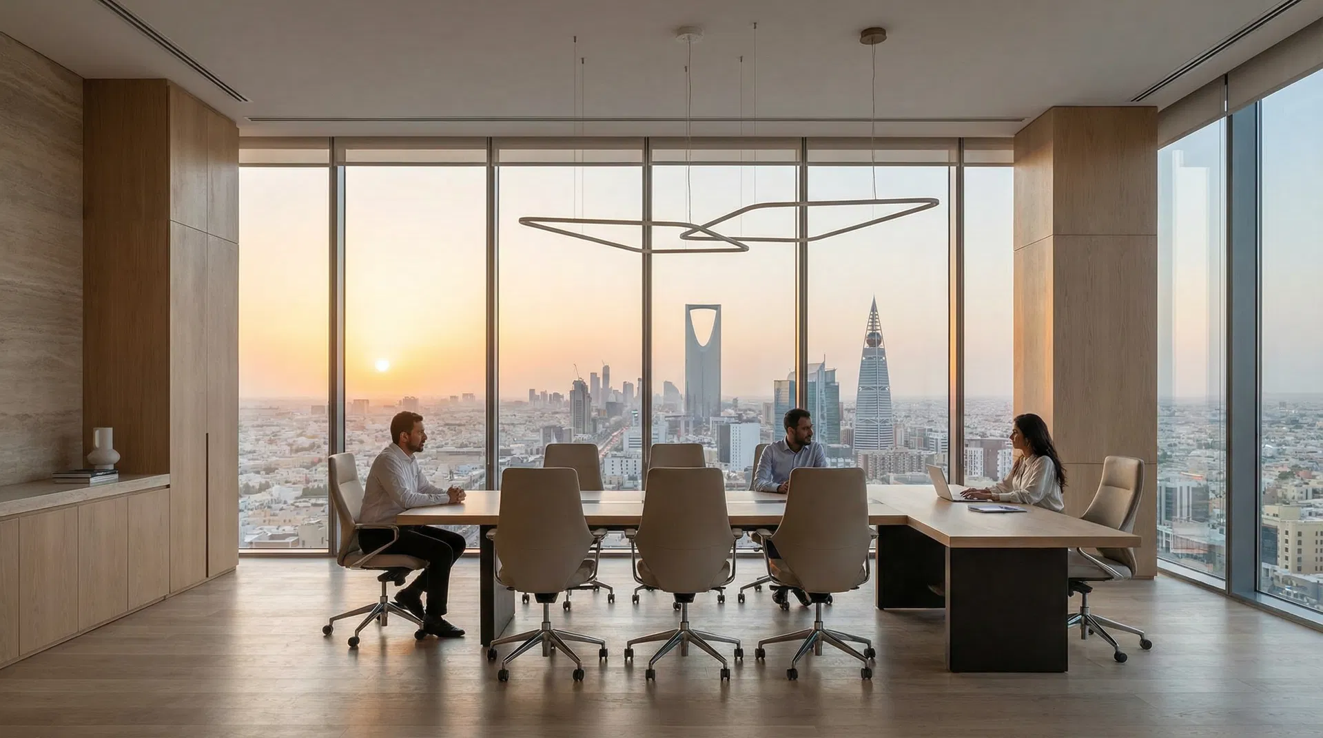 Modern office with Riyadh skyline