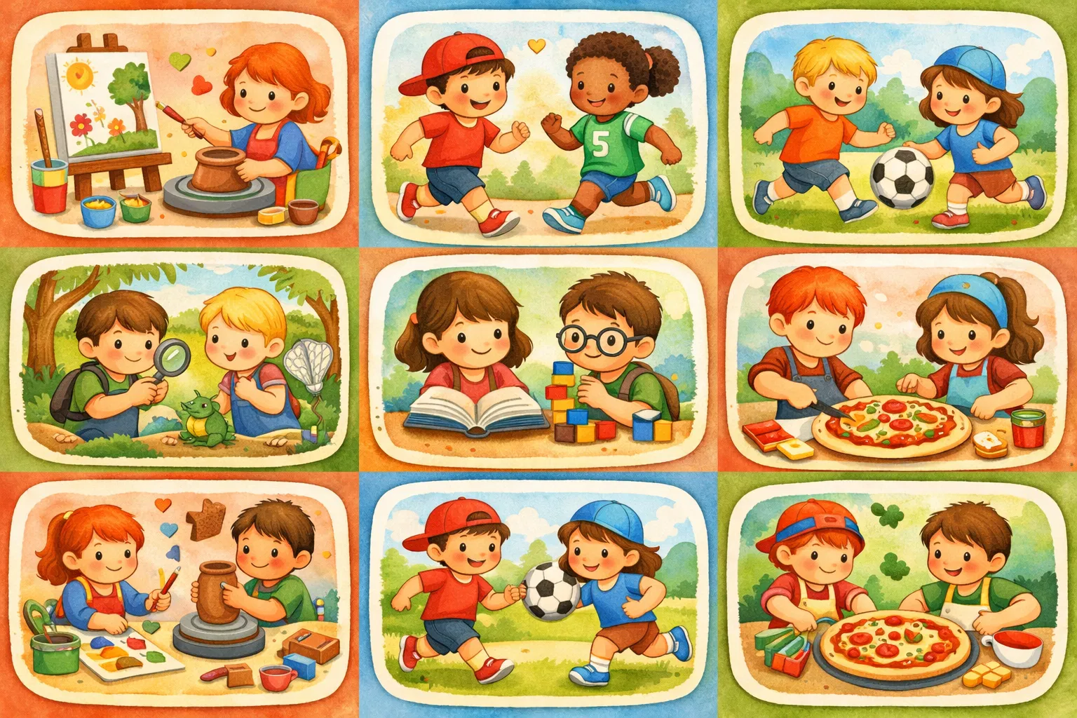 Grille d'activités colorées