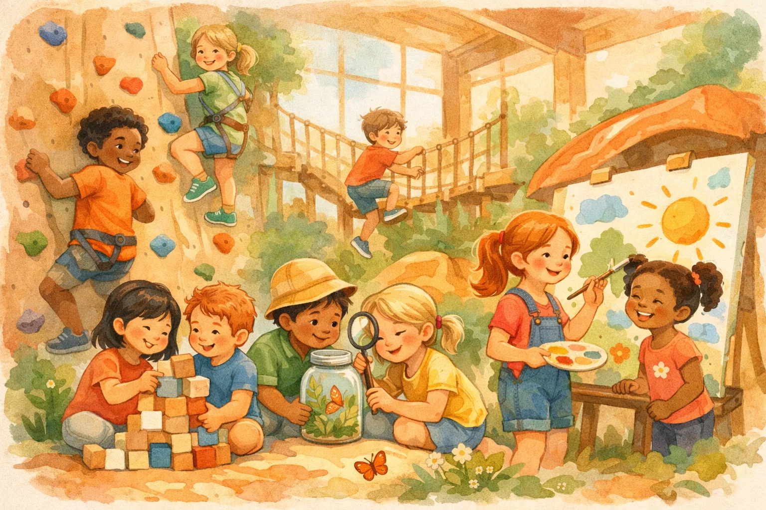 Enfants jouant et explorant