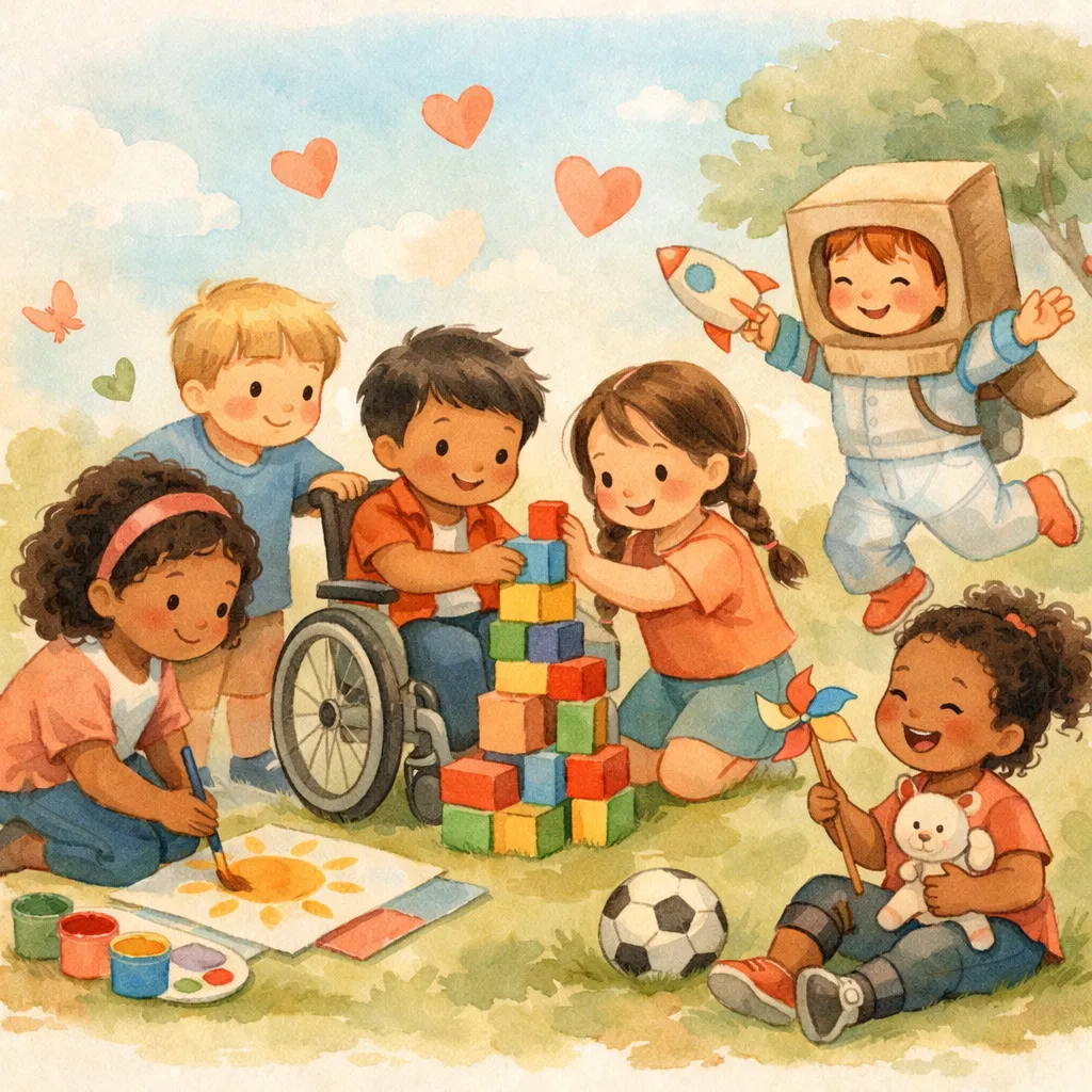 Enfants divers jouant ensemble