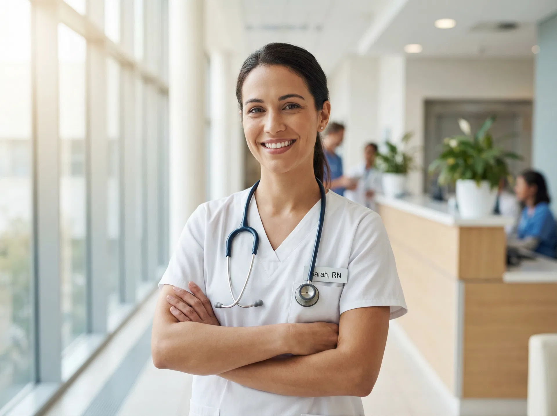 Pflegefachkraft in modernem Krankenhaus