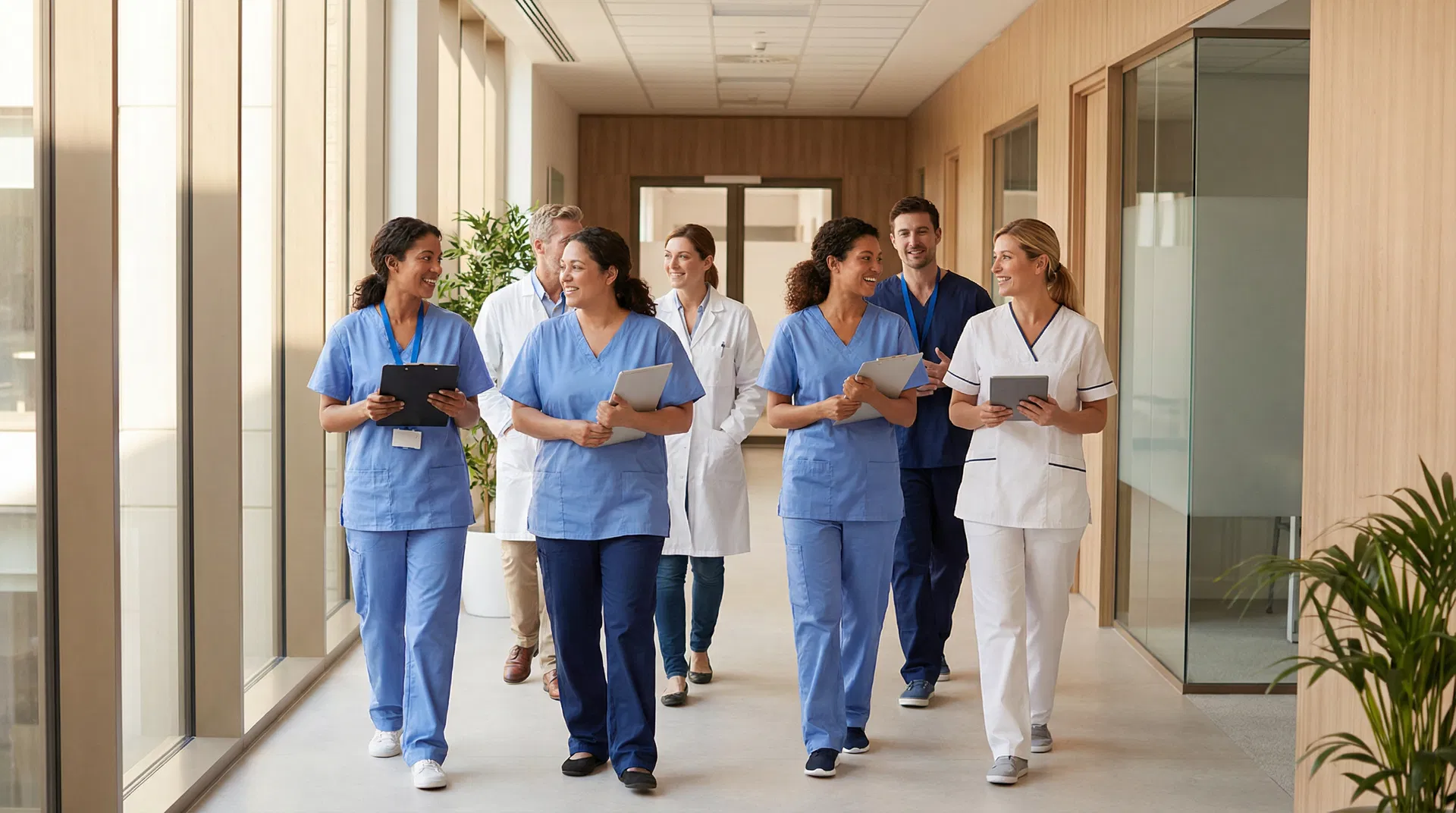 Pflegeteam in einem modernen Krankenhaus
