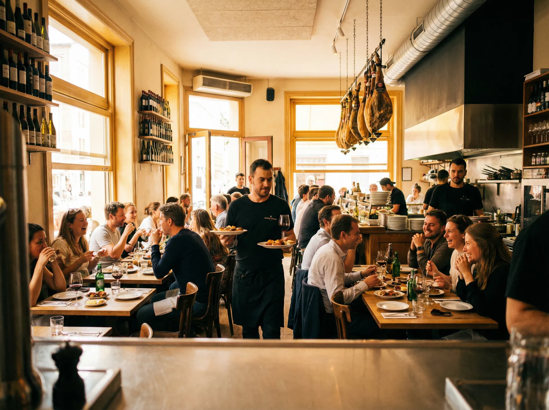 Restaurante con todas las mesas llenas de clientes satisfechos