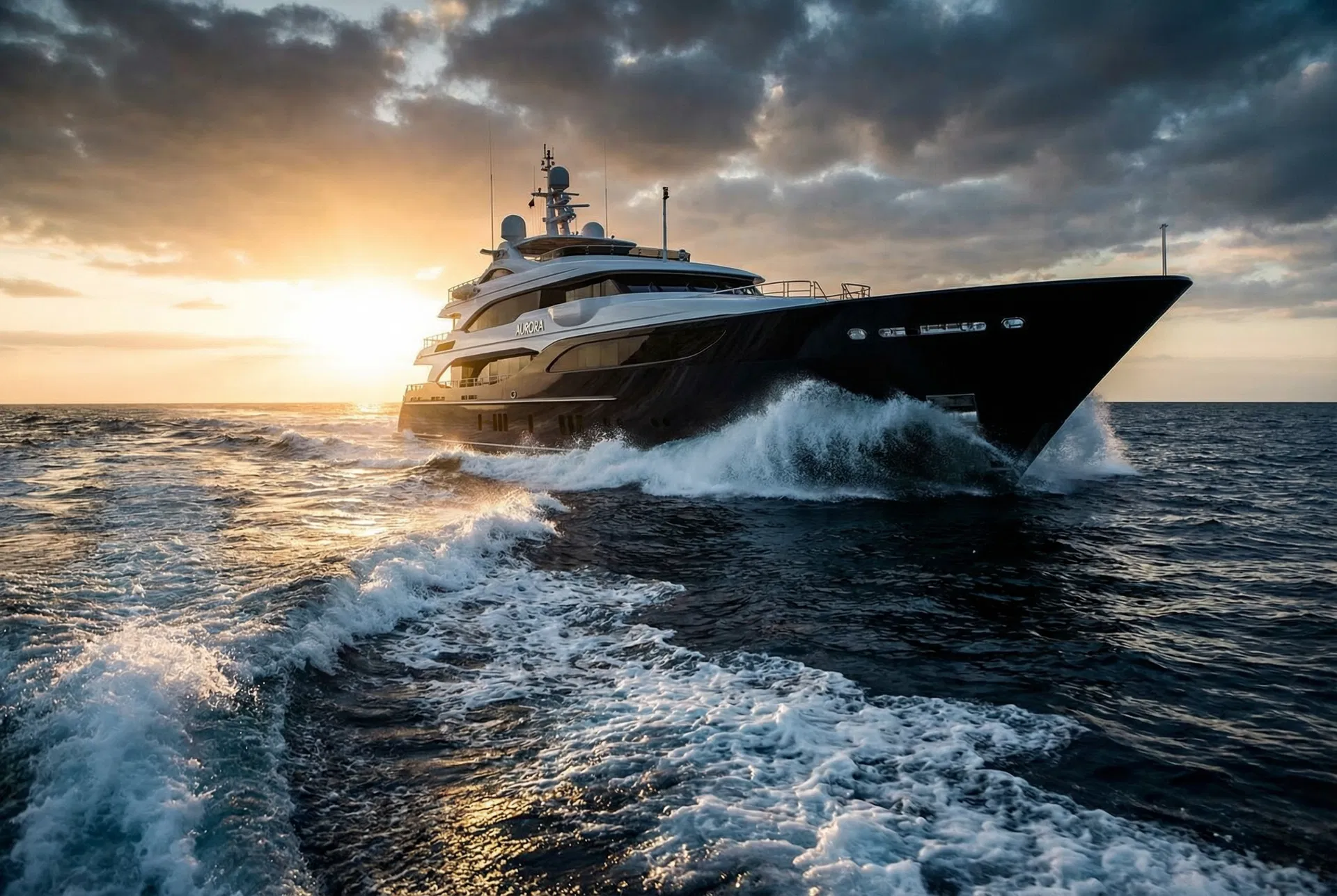 Superyacht underway