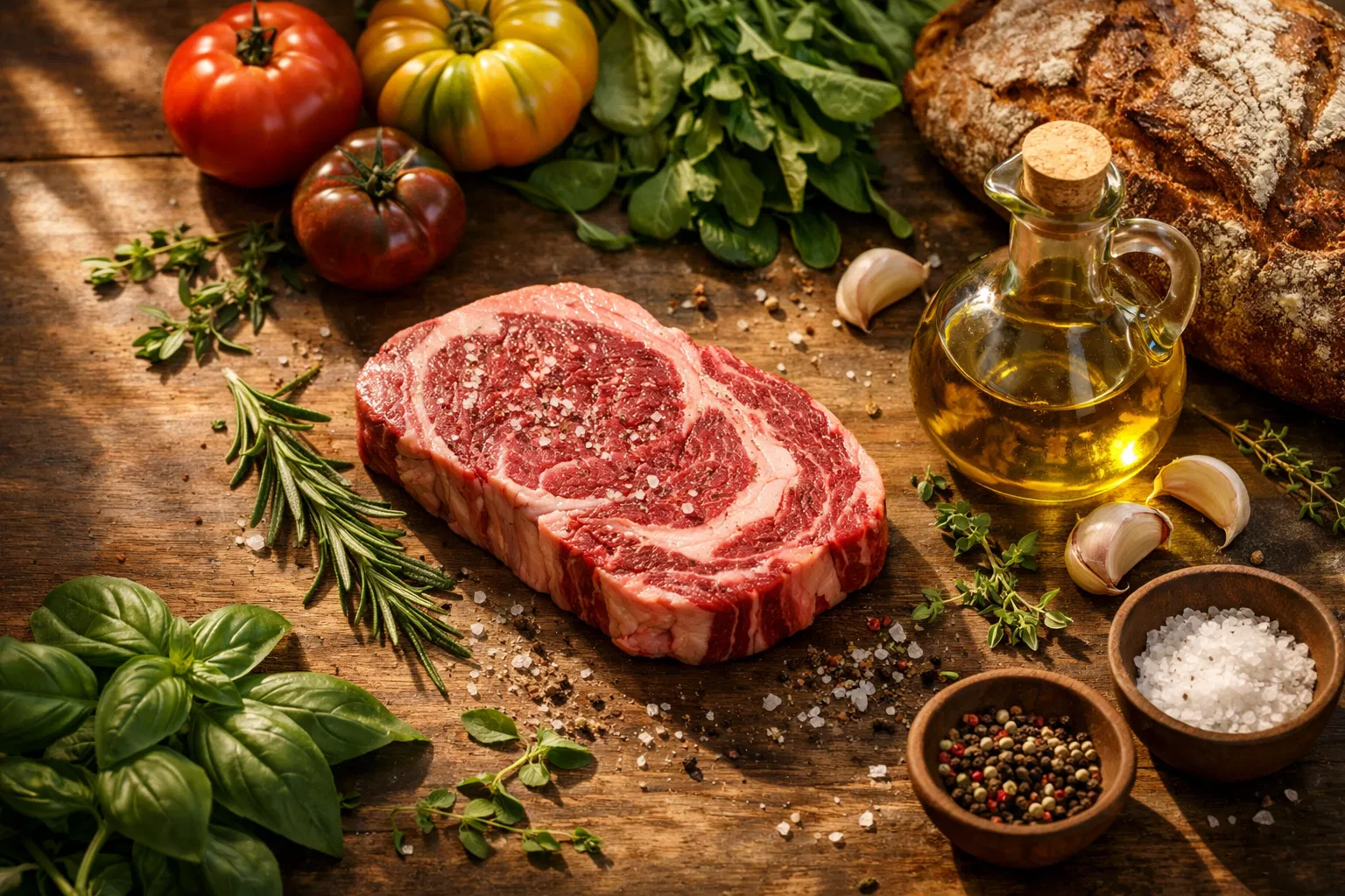 Fresh organic ingredients and premium steak