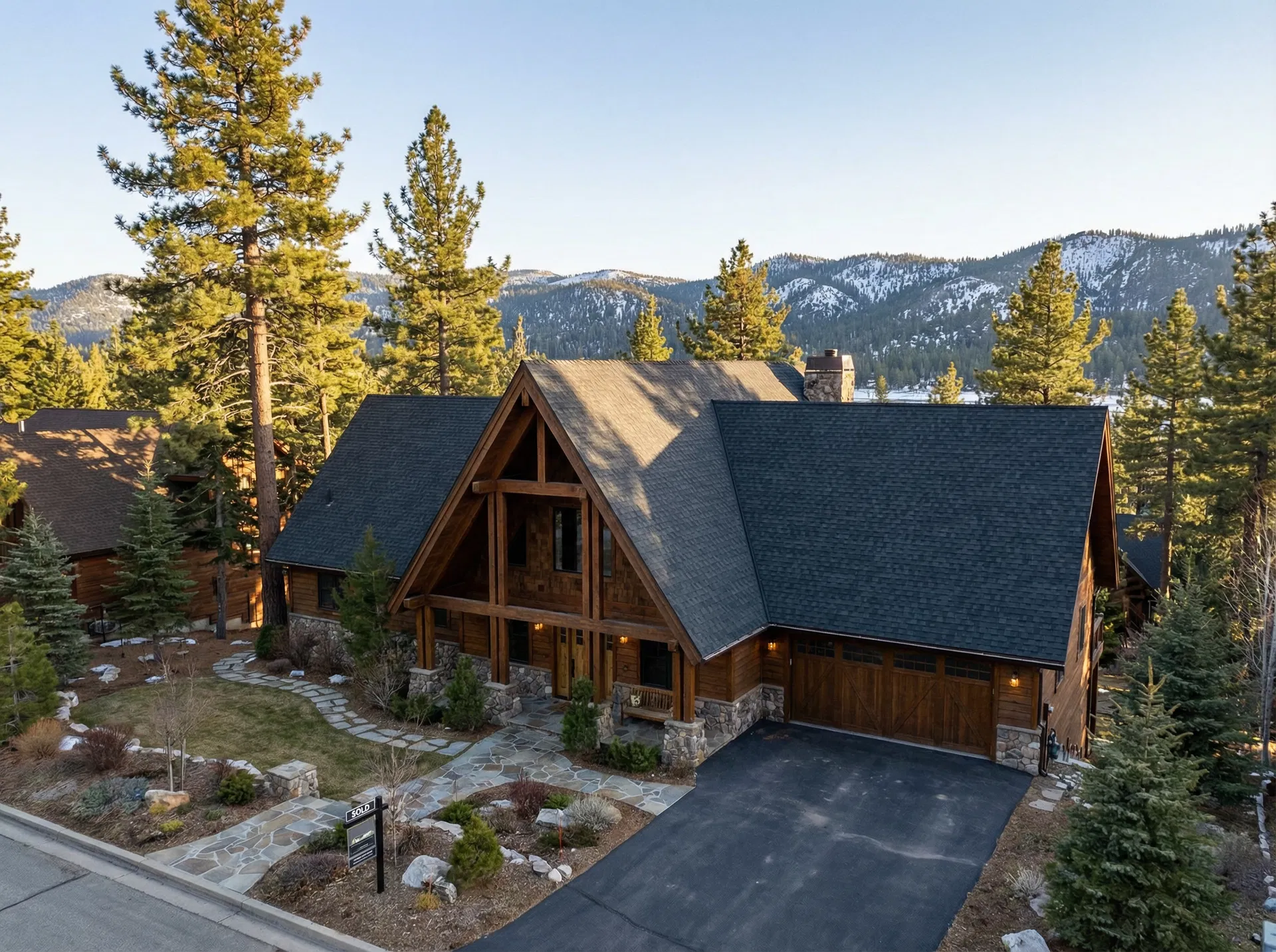 Completed luxury mountain home roof by Beckett Roofing in Big Bear Lake