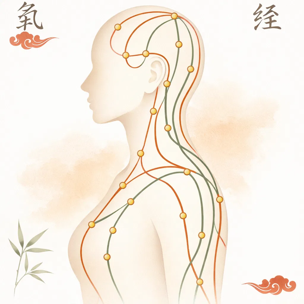 Acupuncture meridian system illustration