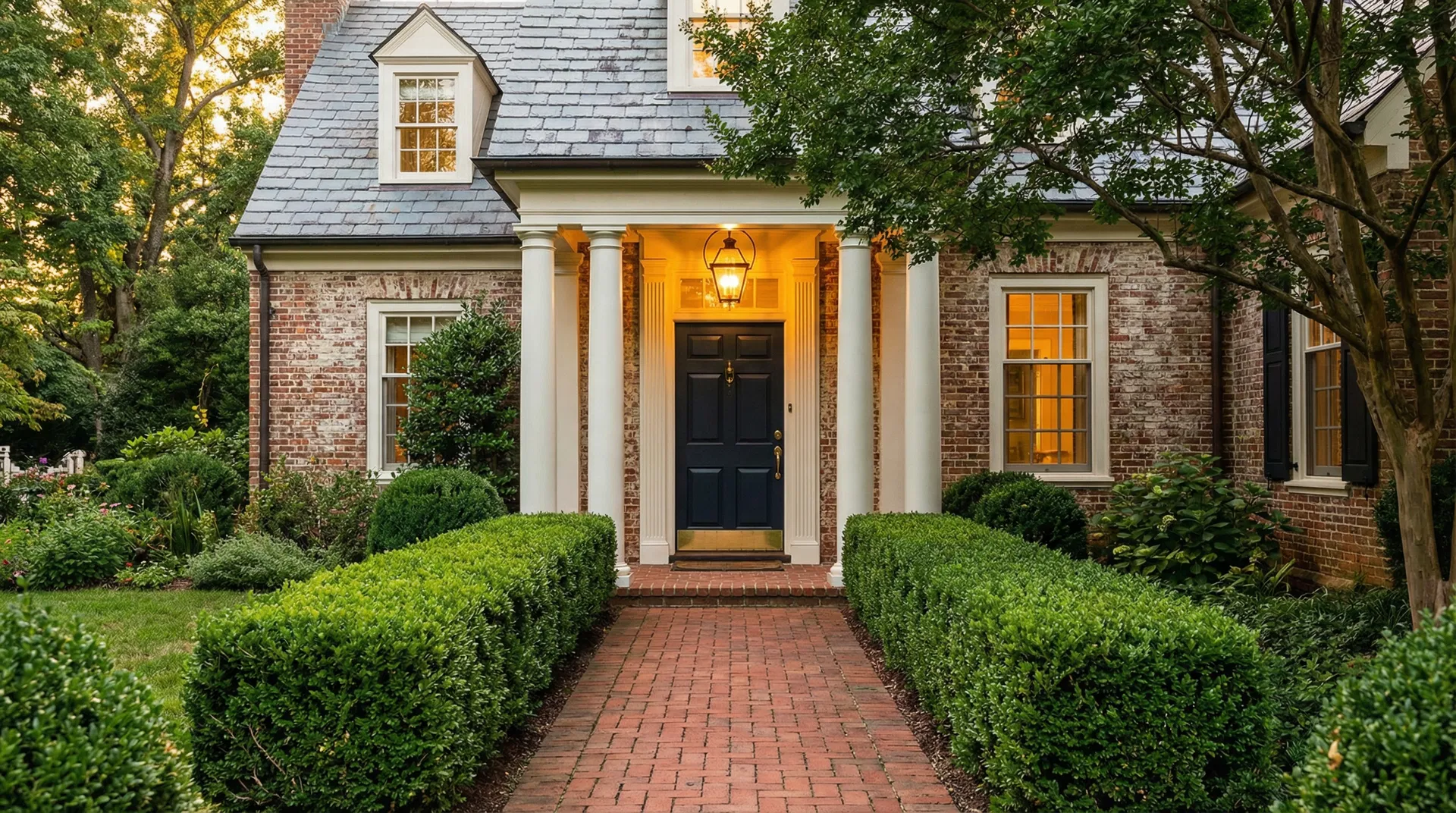 Northern Virginia community streetscape at golden hour