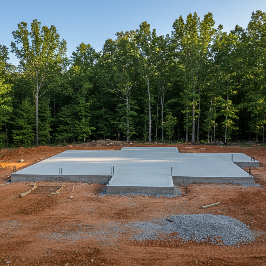 Completed concrete foundations work at a residential property in Huntsville, AL
