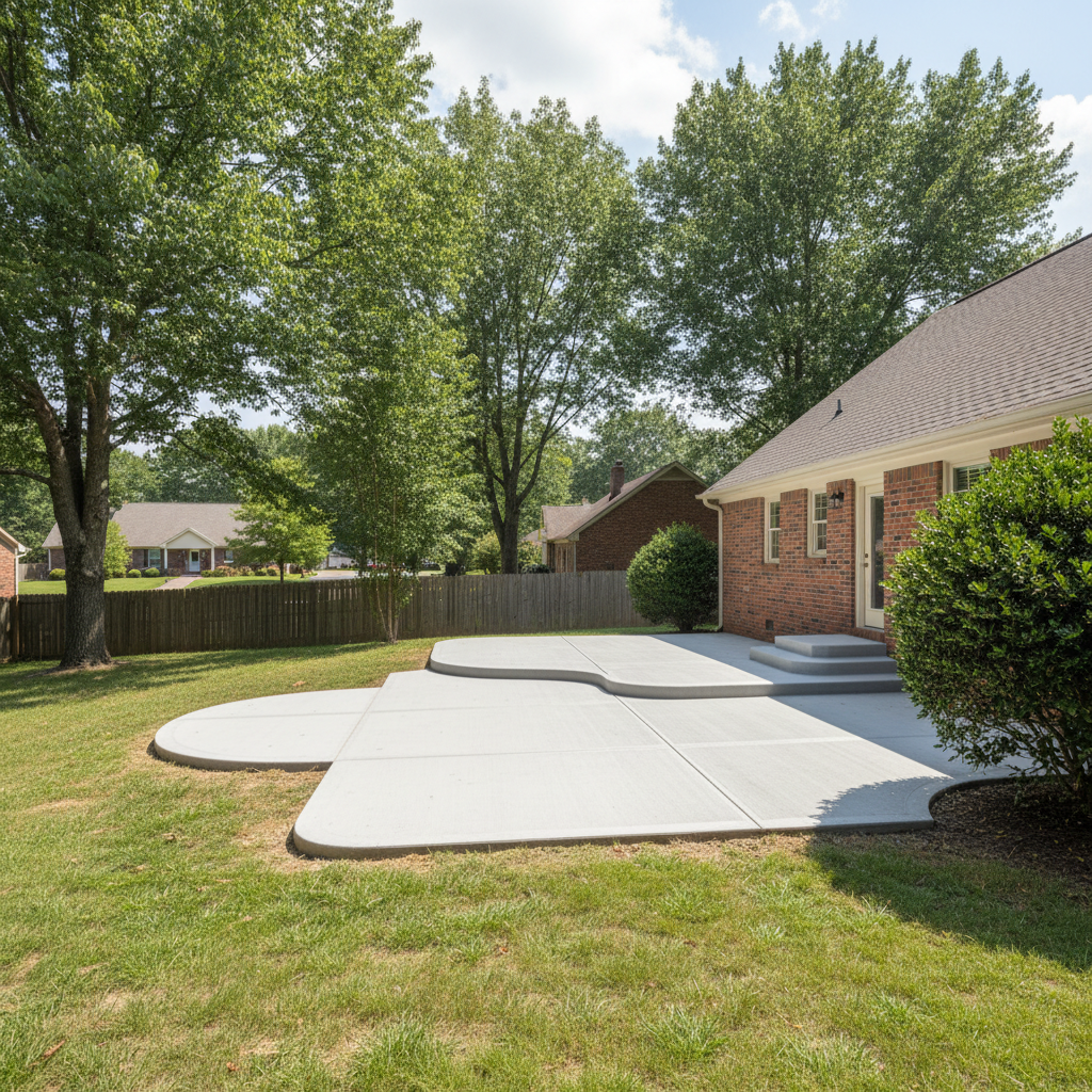 Completed concrete patios work at a residential property in Madison, AL
