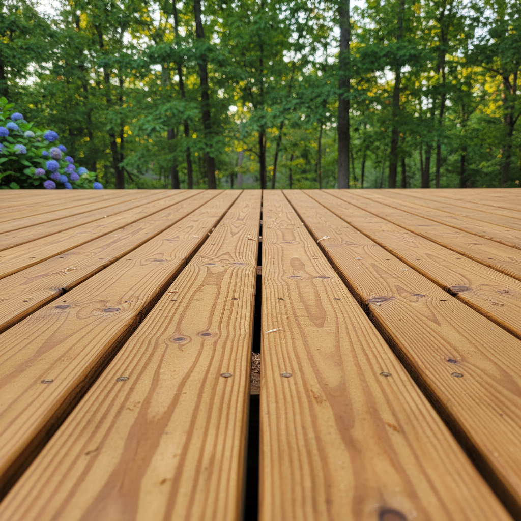 Completed wooden decks work at a residential property in Clio, AL