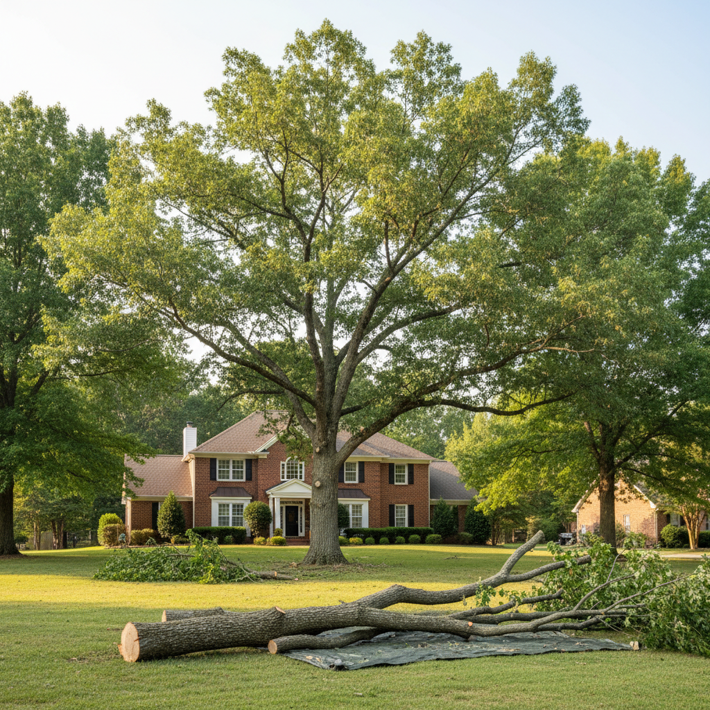 Completed tree trimming work at a residential property in Huntsville, AL