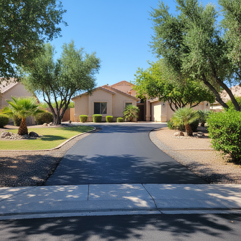 Completed asphalt paving work at a residential property in Chandler, AZ