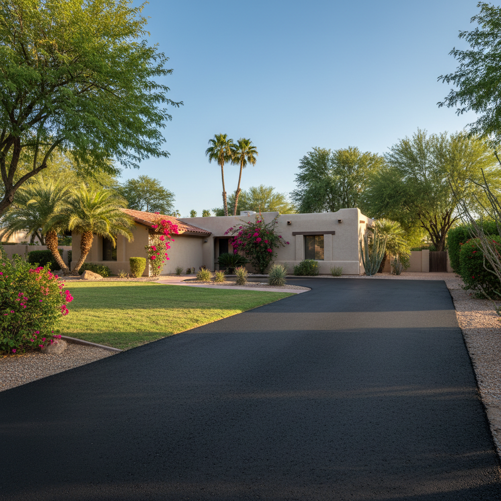 Completed asphalt paving work at a residential property in Chandler, AZ