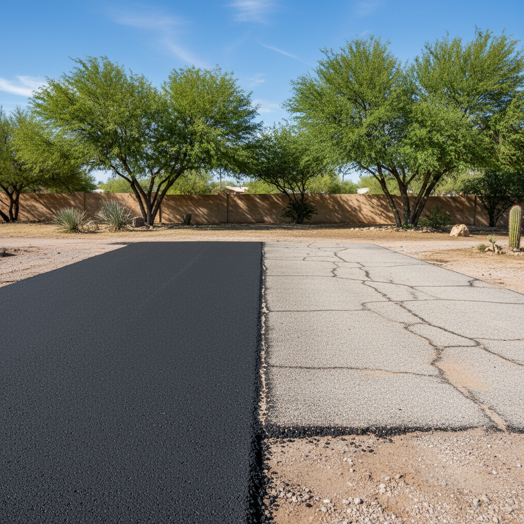 Completed asphalt patching work at a residential property in El Mirage, AZ