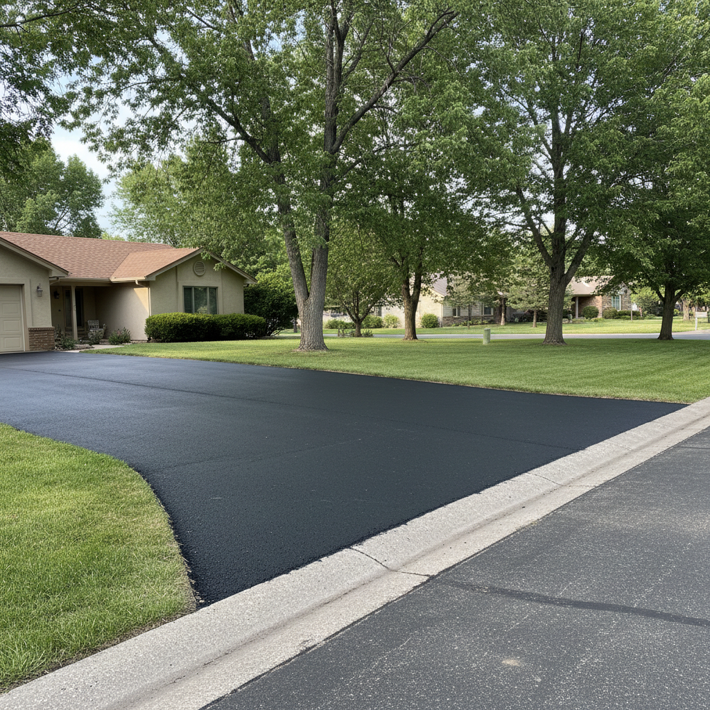 Completed asphalt repair work at a residential property in Flagstaff, AZ