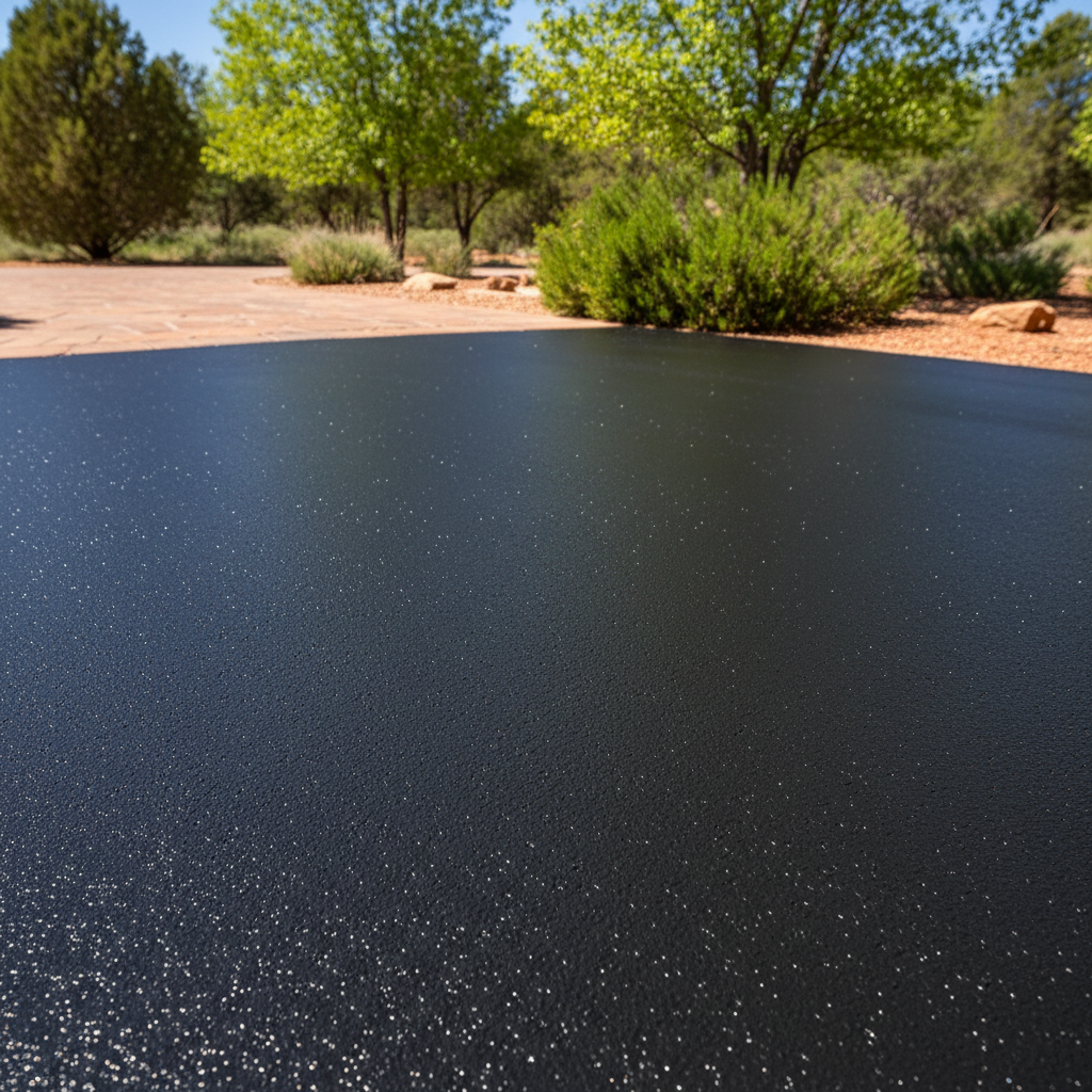 Completed asphalt sealcoating work at a residential property in Flagstaff, AZ
