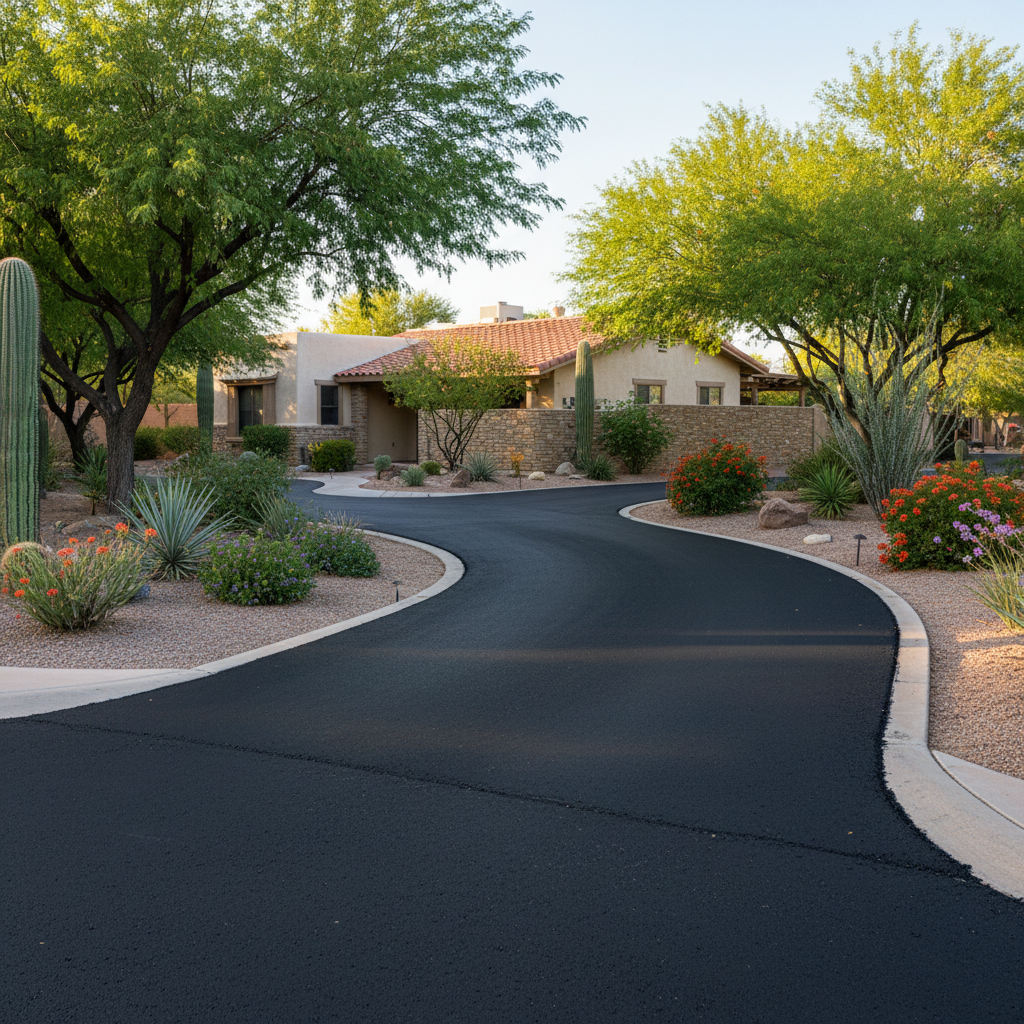 Completed commercial asphalt work at a residential property in Phoenix, AZ