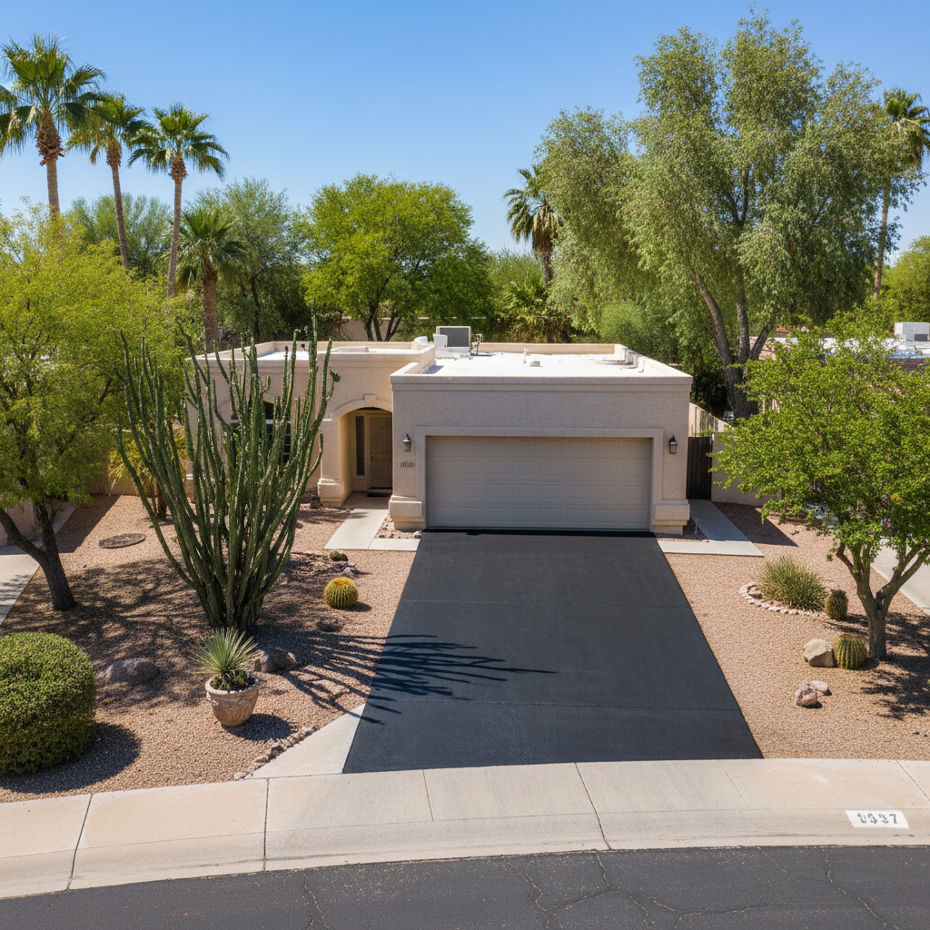Completed slurry coating work at a residential property in Phoenix, AZ