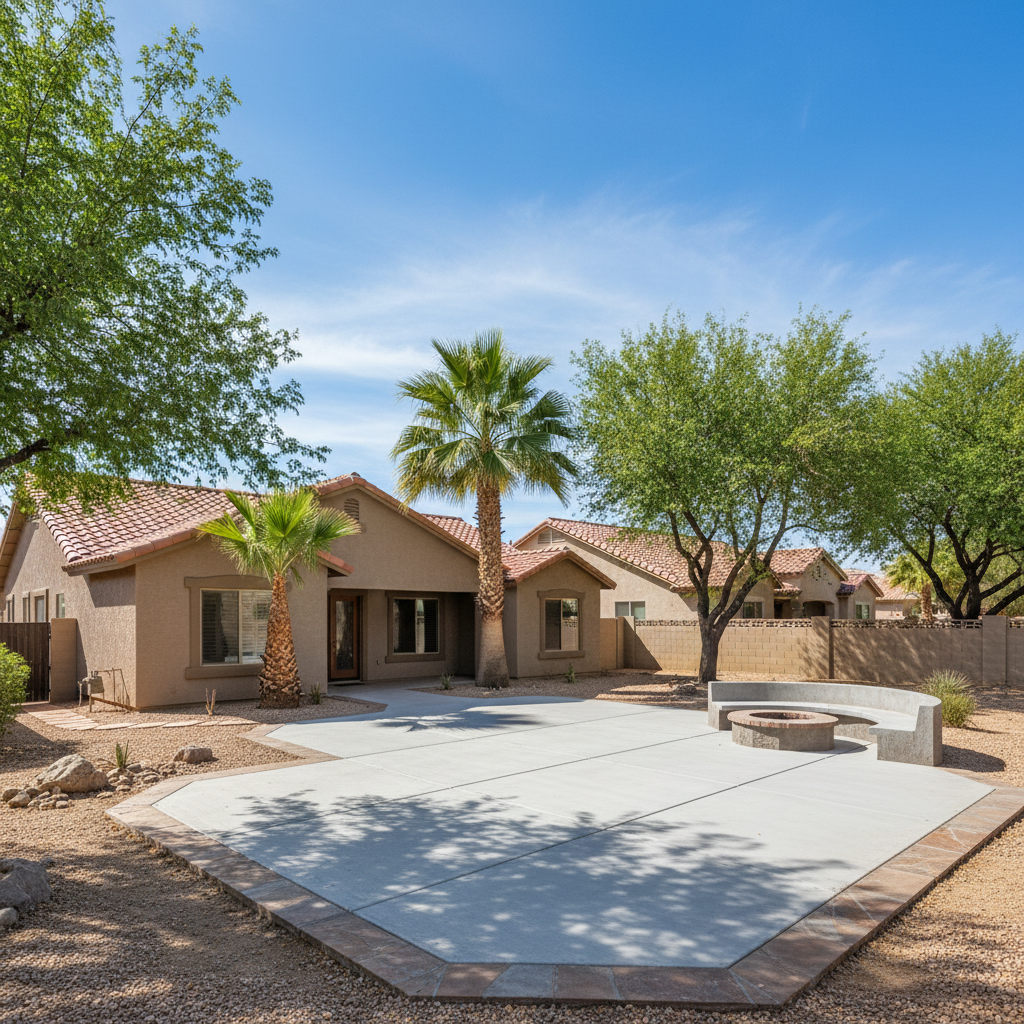 Completed concrete patios work at a residential property in Laveen Village, AZ