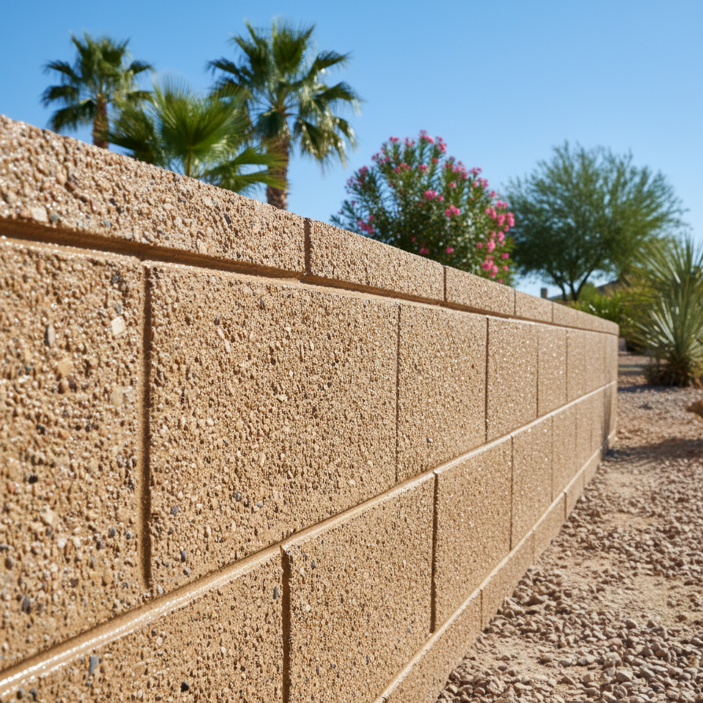 Completed concrete retaining walls work at a residential property in Laveen Village, AZ