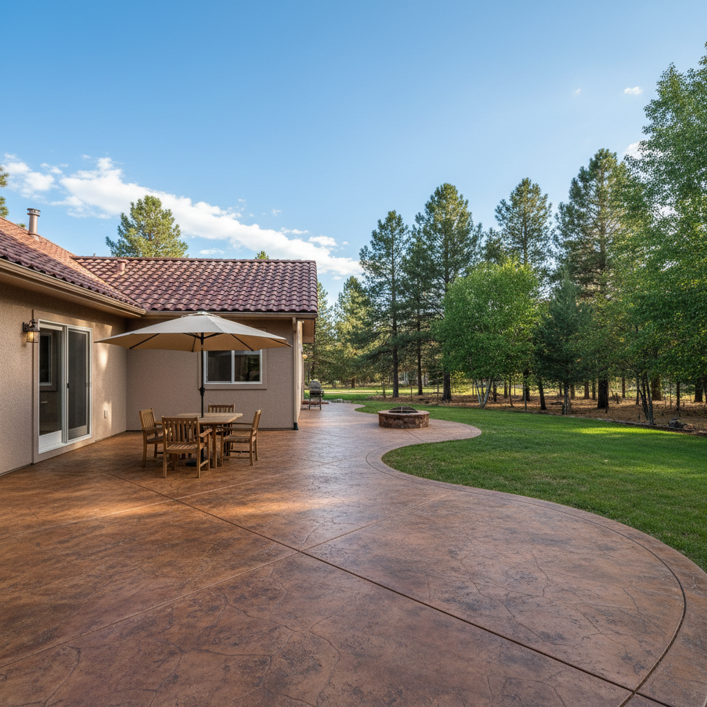 Completed concrete staining work at a residential property in Flagstaff, AZ