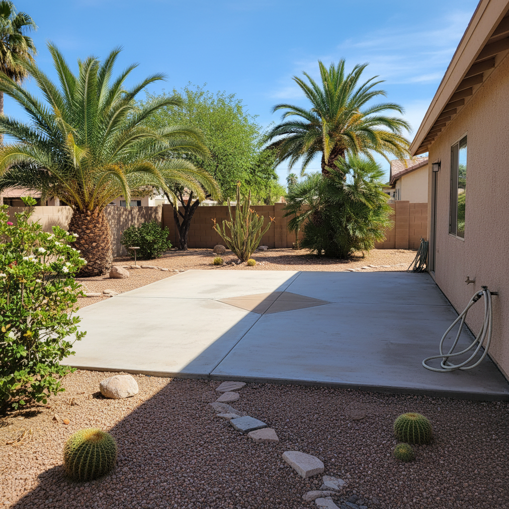 Completed concrete repair work at a residential property in Bullhead City, AZ
