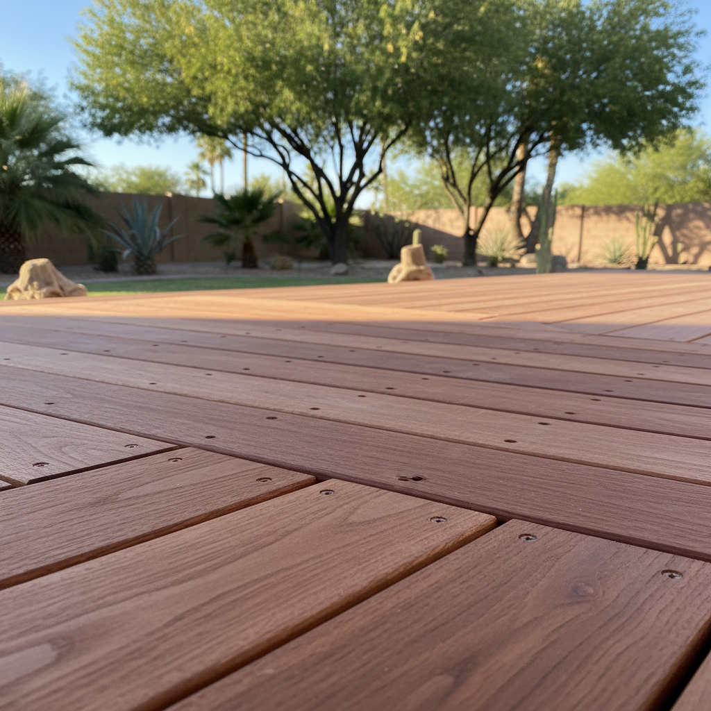 Completed wooden decks work at a residential property in Chandler, AZ