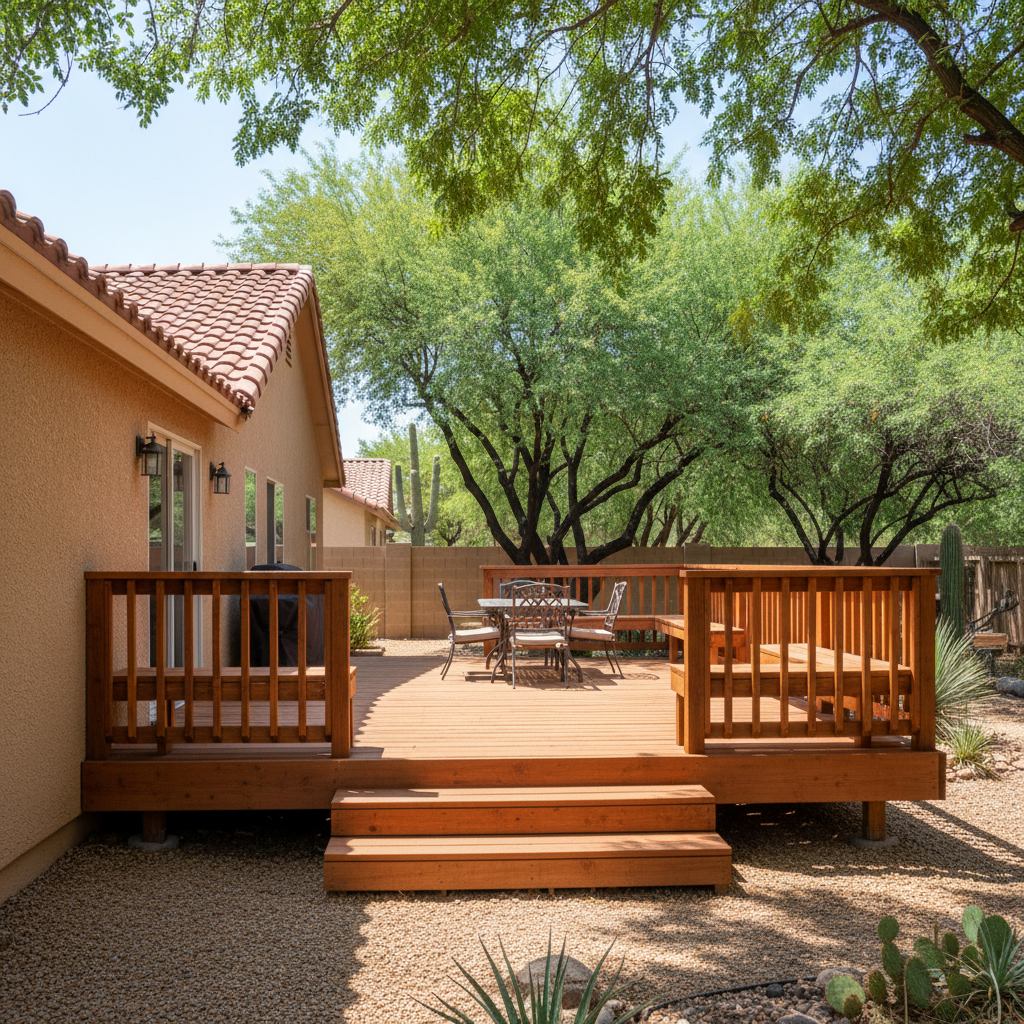 Completed wooden decks work at a residential property in Coolidge, AZ