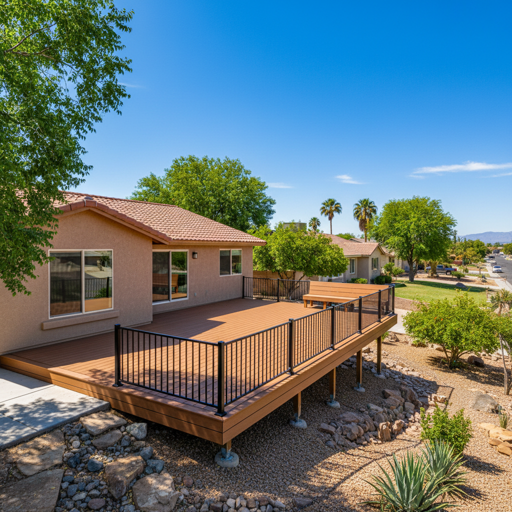 Completed composite decks work at a residential property in Queen Creek, AZ