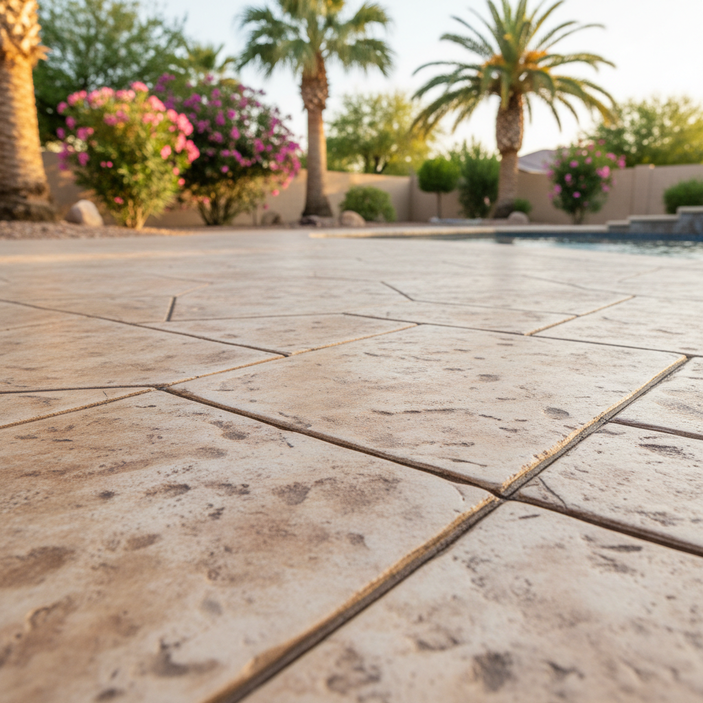 Completed pool decks work at a residential property in Scottsdale, AZ