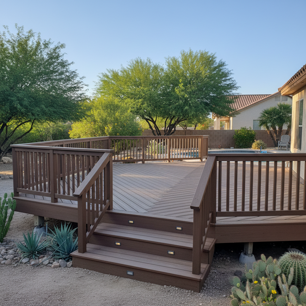 Completed trex decks work at a residential property in El Mirage, AZ