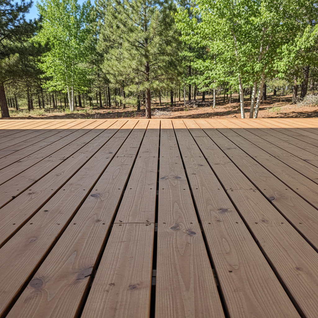 Completed wooden decks work at a residential property in Flagstaff, AZ