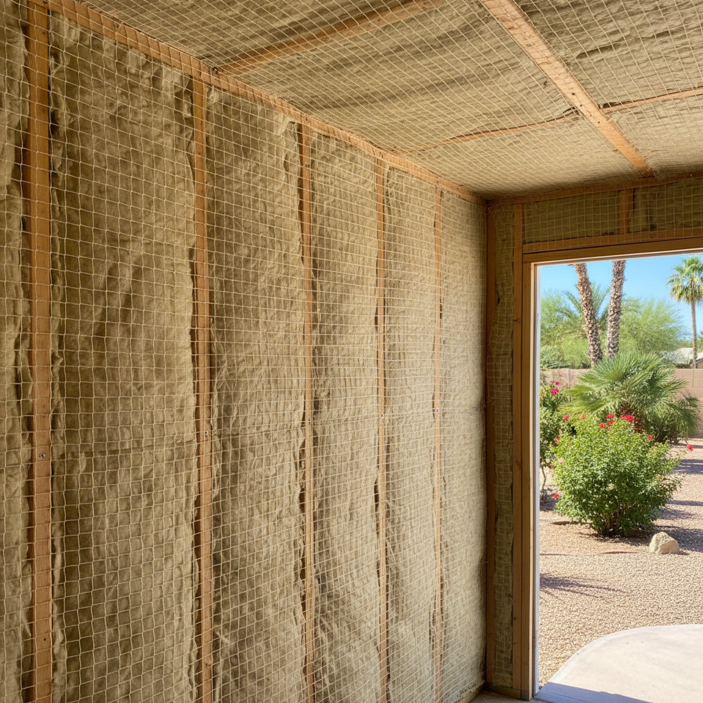 Completed shed insulation work at a residential property in Glendale, AZ
