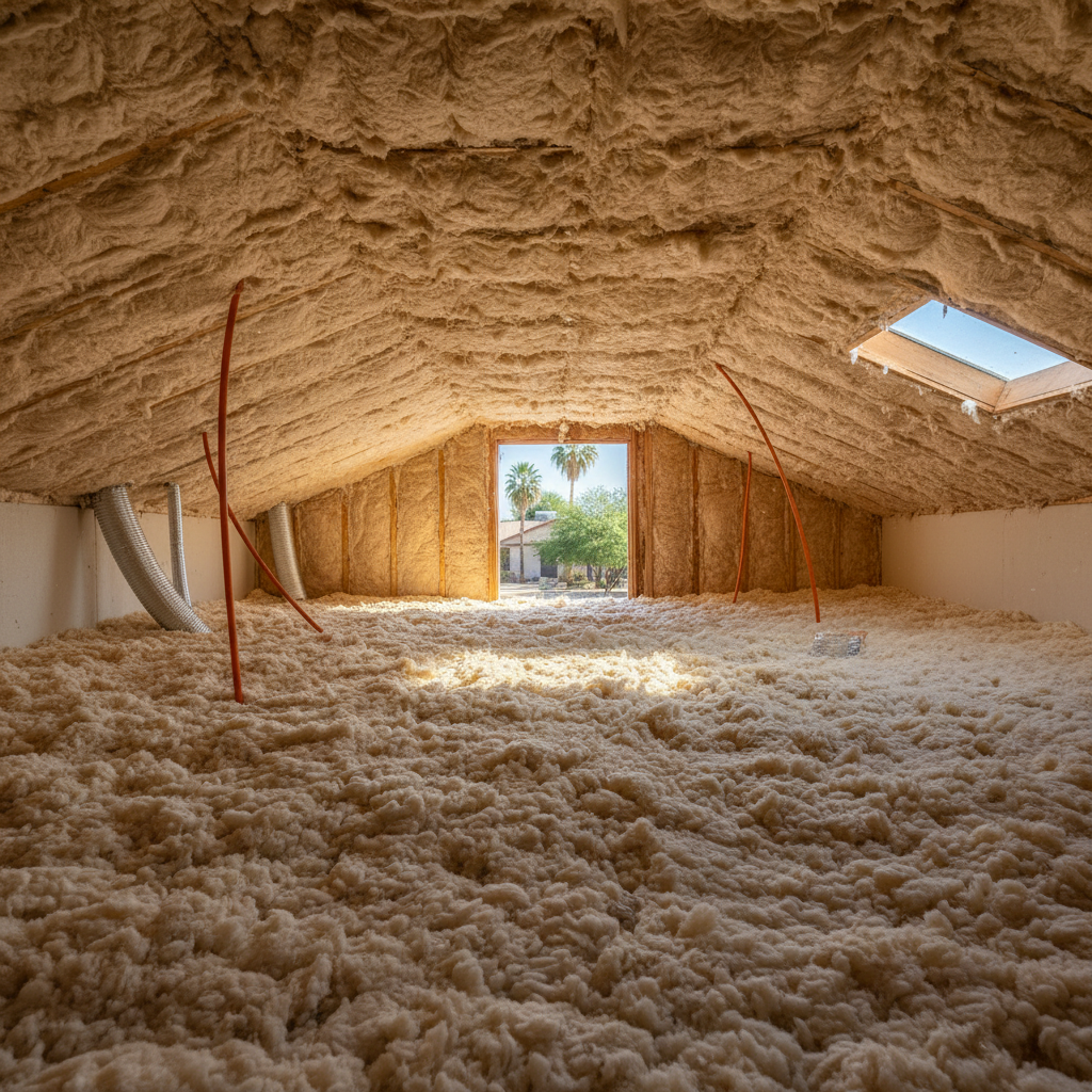 Completed blown-in insulation work at a residential property in Mesa, AZ