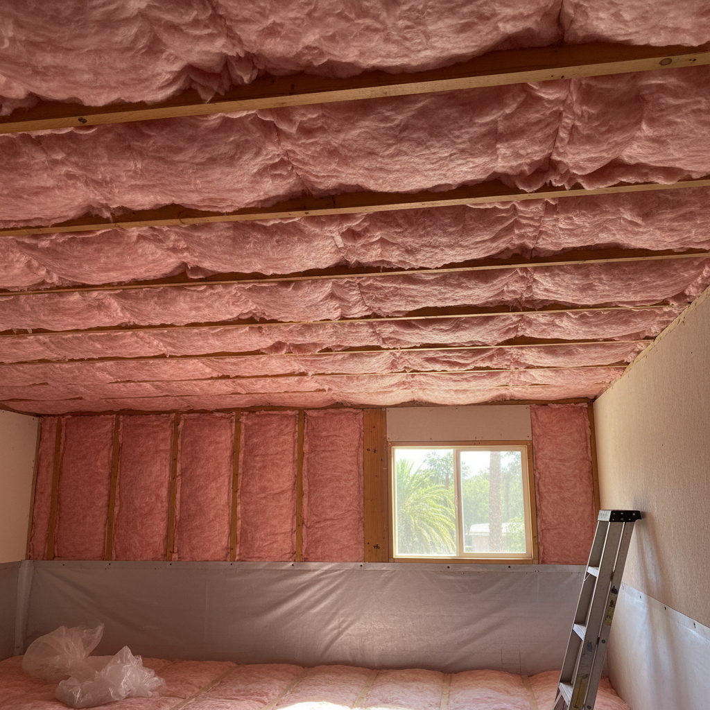 Completed batt insulation installation work at a residential property in Tempe, AZ