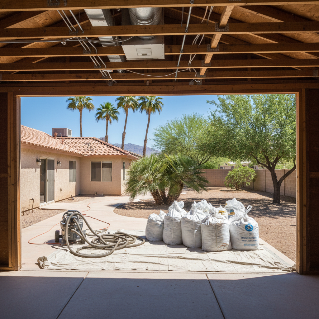 Completed insulation removal work at a residential property in Tucson, AZ