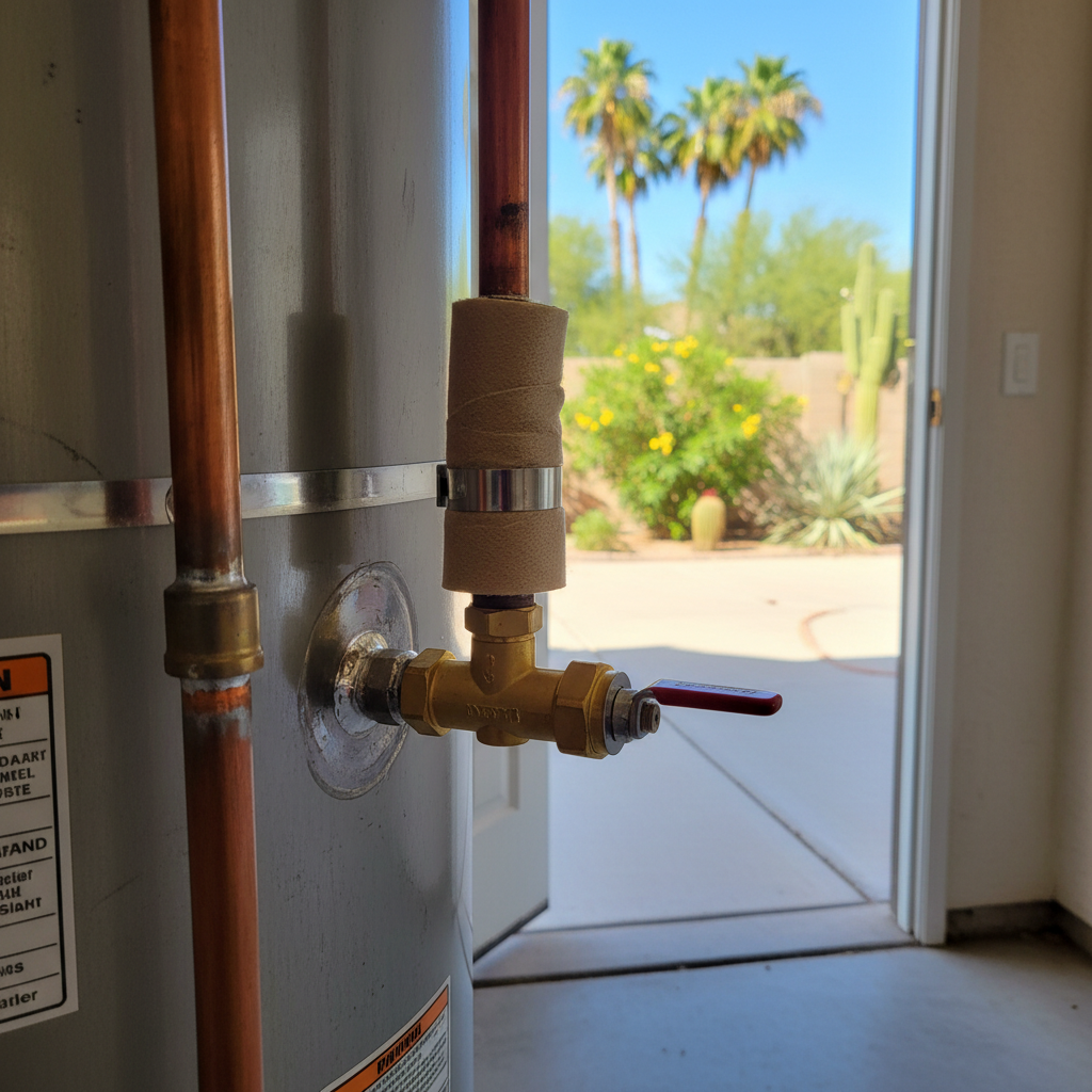 Completed water heater repair work at a residential property in Chandler, AZ