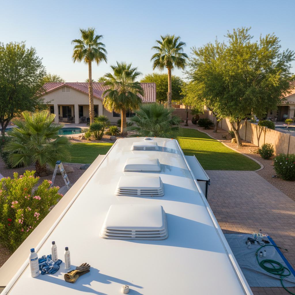 Completed roof cleaning & treatment work at a residential property in Phoenix, AZ