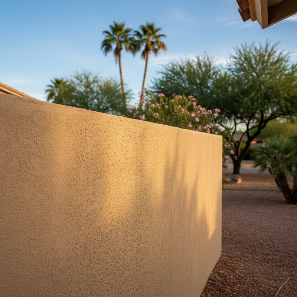 Completed stucco painting work at a residential property in Mesa, AZ