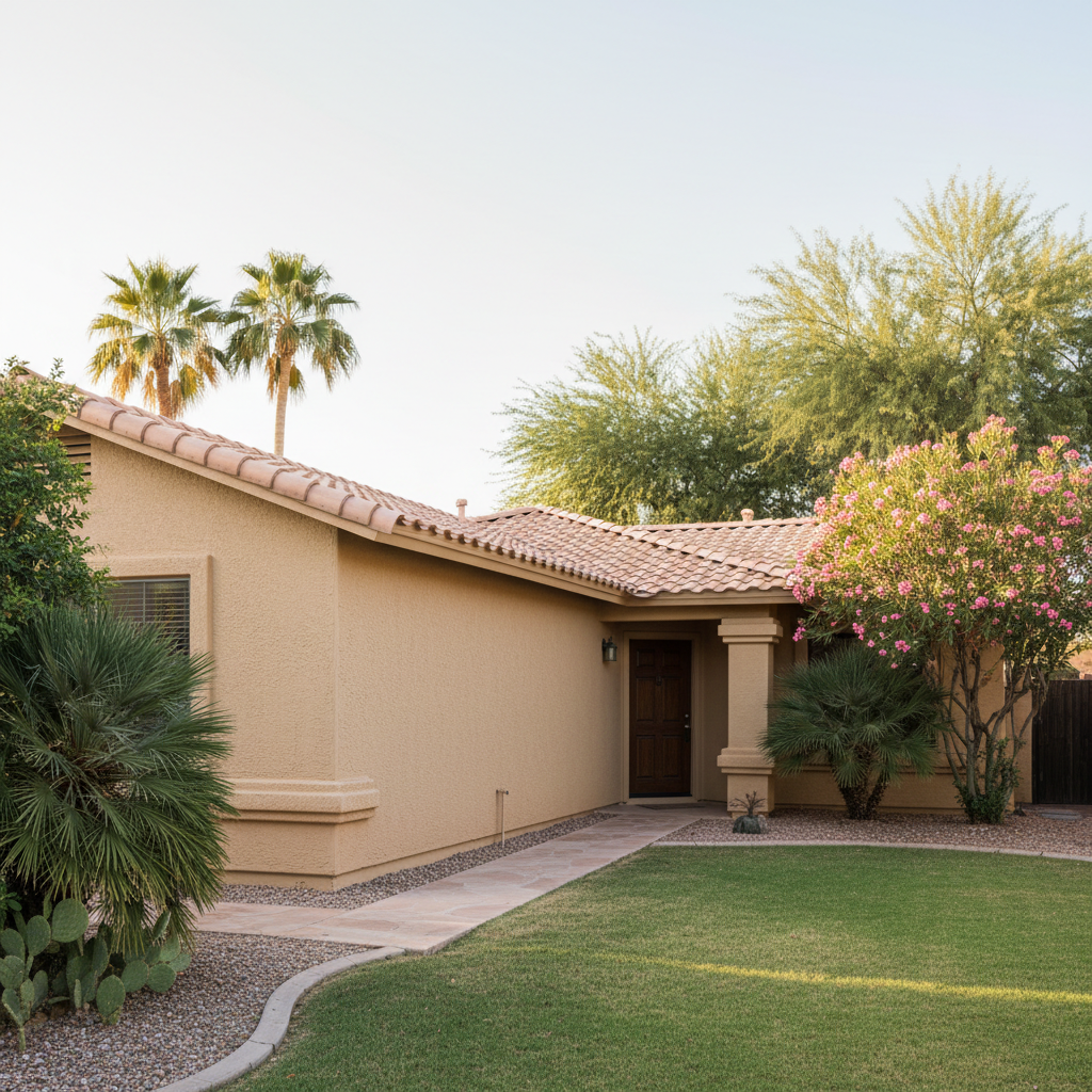 Completed residential stucco work at a residential property in Mesa, AZ