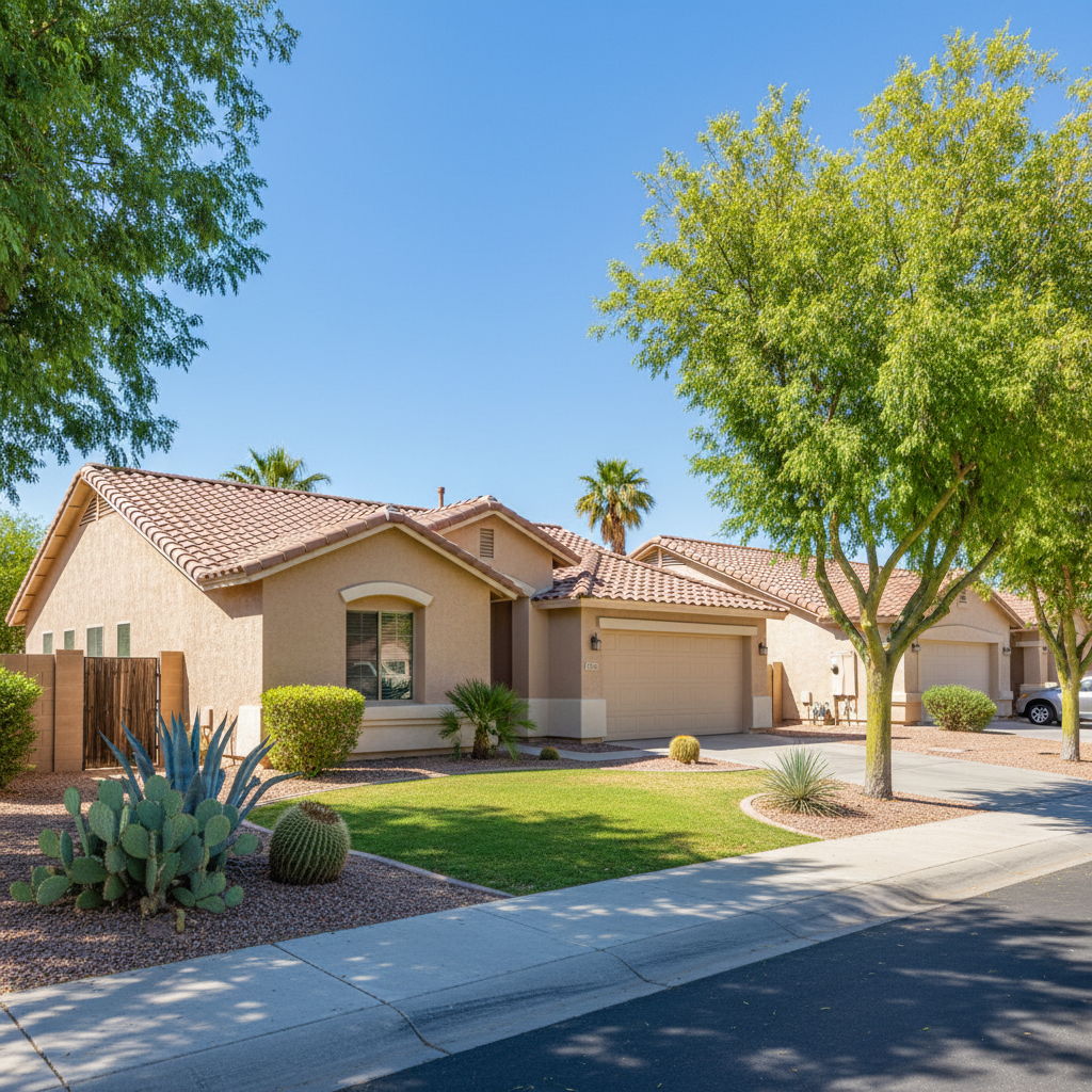 Completed stucco removal work at a residential property in Mesa, AZ