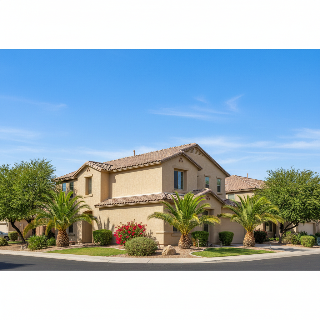 Completed residential stucco work at a residential property in Gilbert, AZ