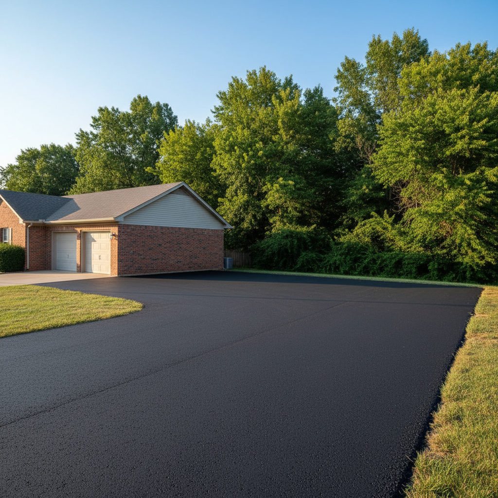 Completed parking lot paving work at a residential property in Bentonville, AR