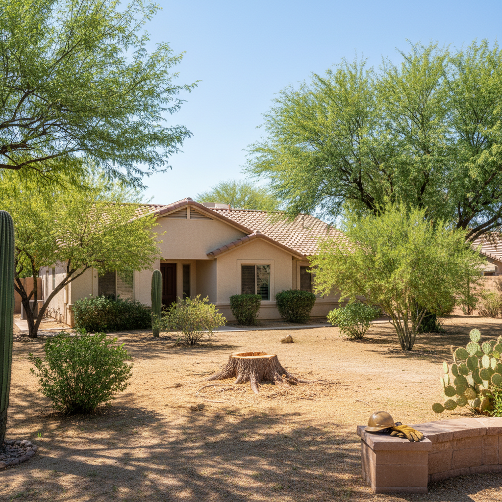 Completed tree removal work at a residential property in Coolidge, AZ