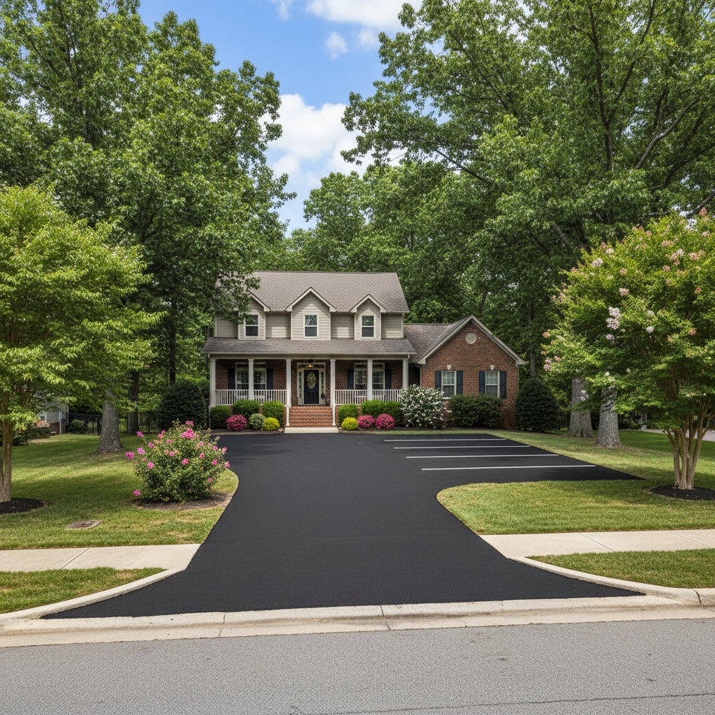 Completed commercial asphalt work at a residential property in Fayetteville, AR