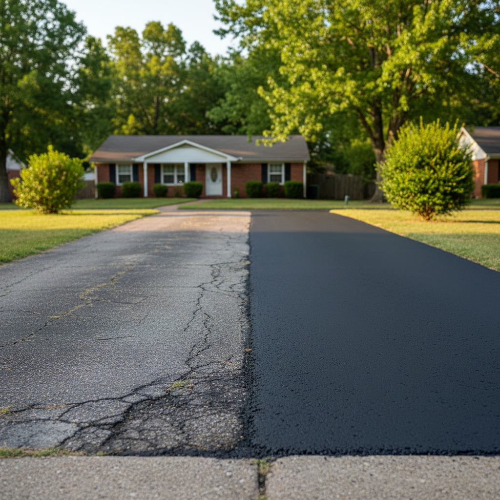 Completed asphalt patching work at a residential property in Fort Smith, AR