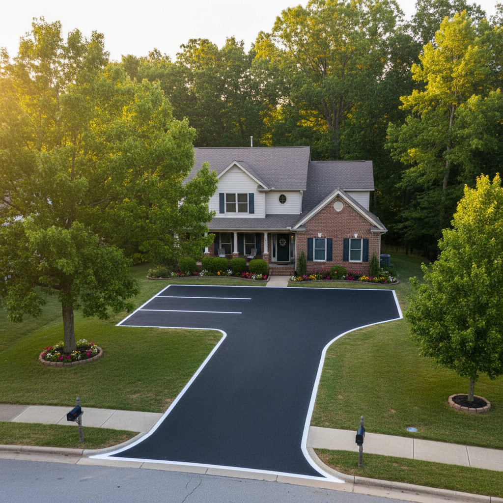 Completed asphalt striping work at a residential property in Lockesburg, AR